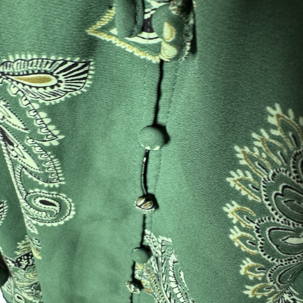 Rose + Olive Tunic Top 1X Floral Smocked Cottagecore Peasant Boho Button Front - Picture 2 of 10
